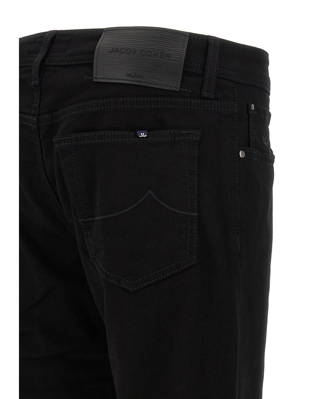JACOB COHEN Черные хлопковые прямые джинсы, фото 4