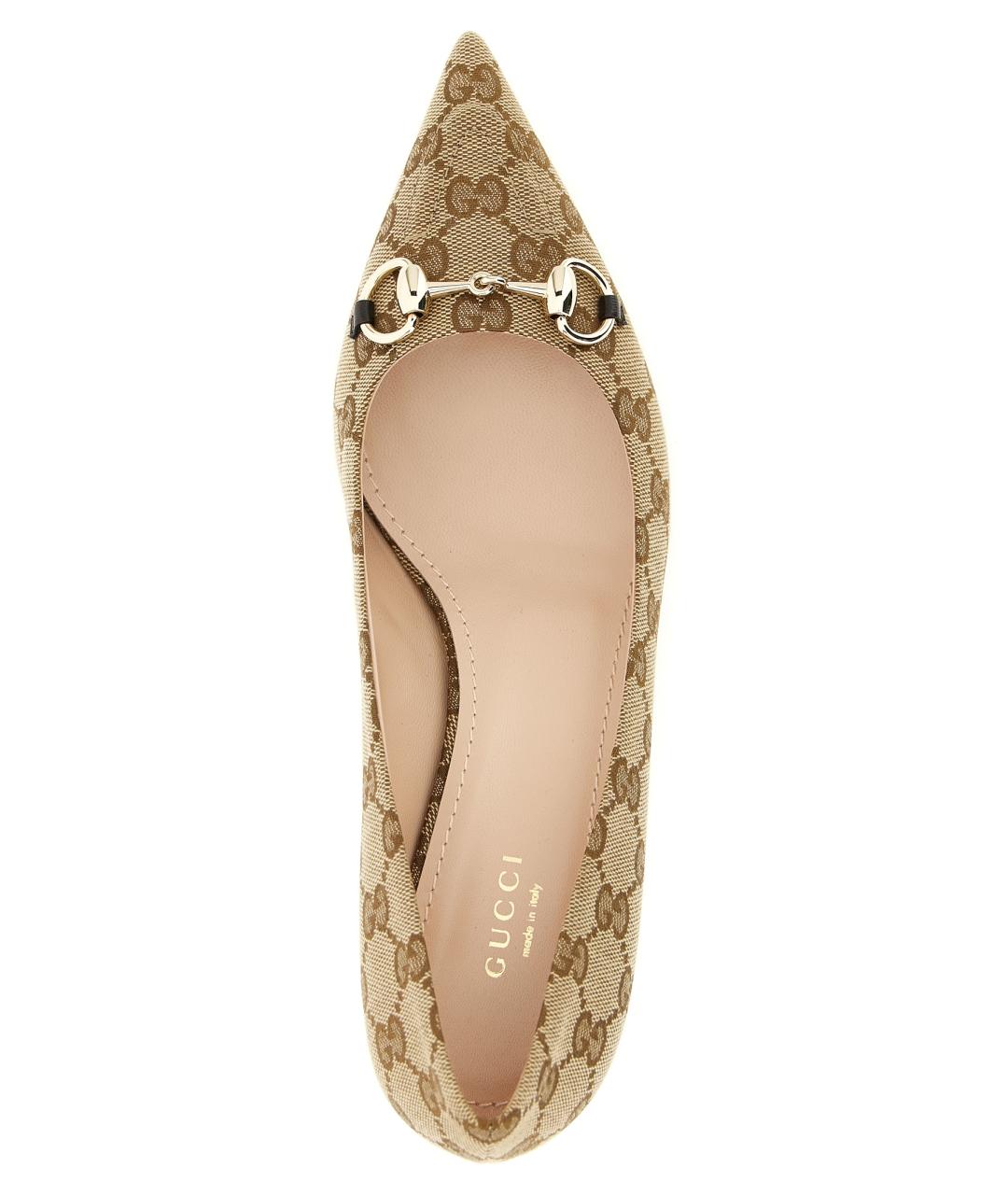 GUCCI Бежевые текстильные туфли, фото 4