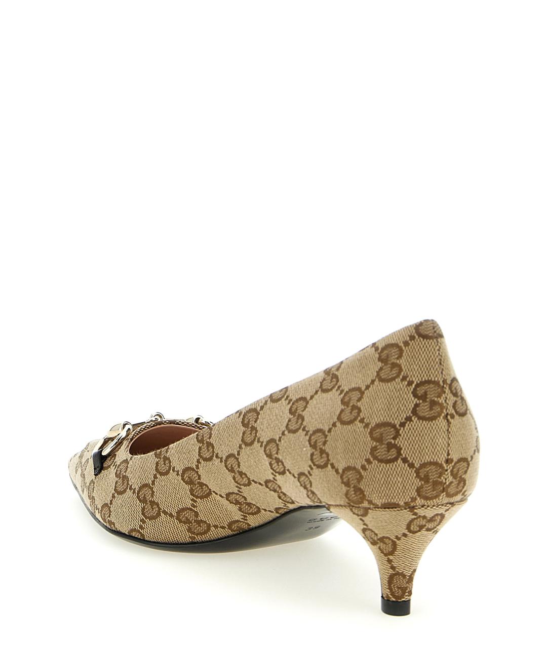 GUCCI Бежевые текстильные туфли, фото 3