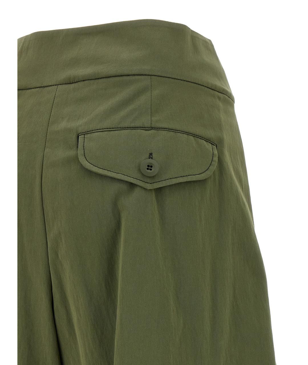 WEEKEND MAX MARA Зеленые хлопковые прямые брюки, фото 4