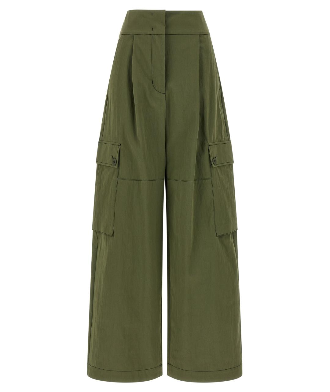 WEEKEND MAX MARA Зеленые хлопковые прямые брюки, фото 1