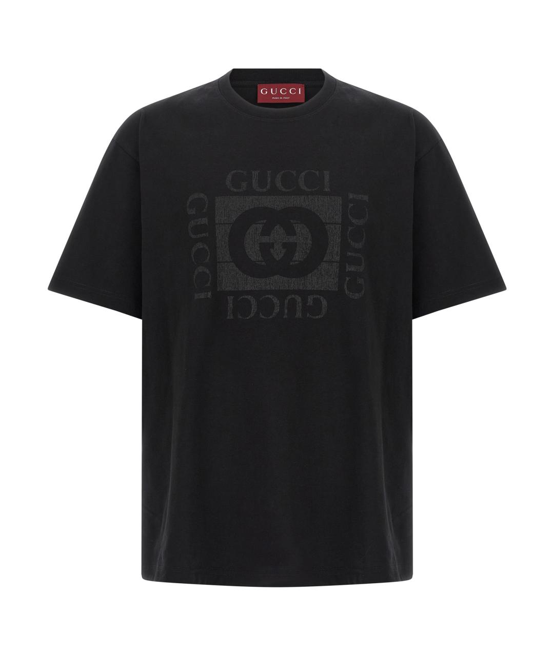 GUCCI Черная хлопковая футболка, фото 1