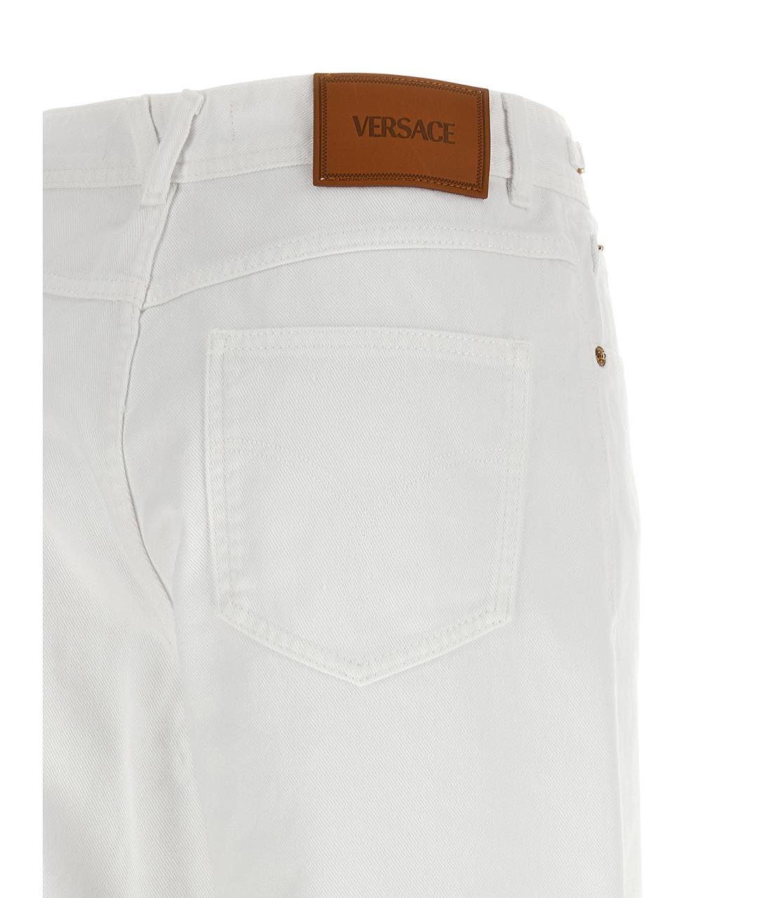 VERSACE Белые хлопковые прямые джинсы, фото 4