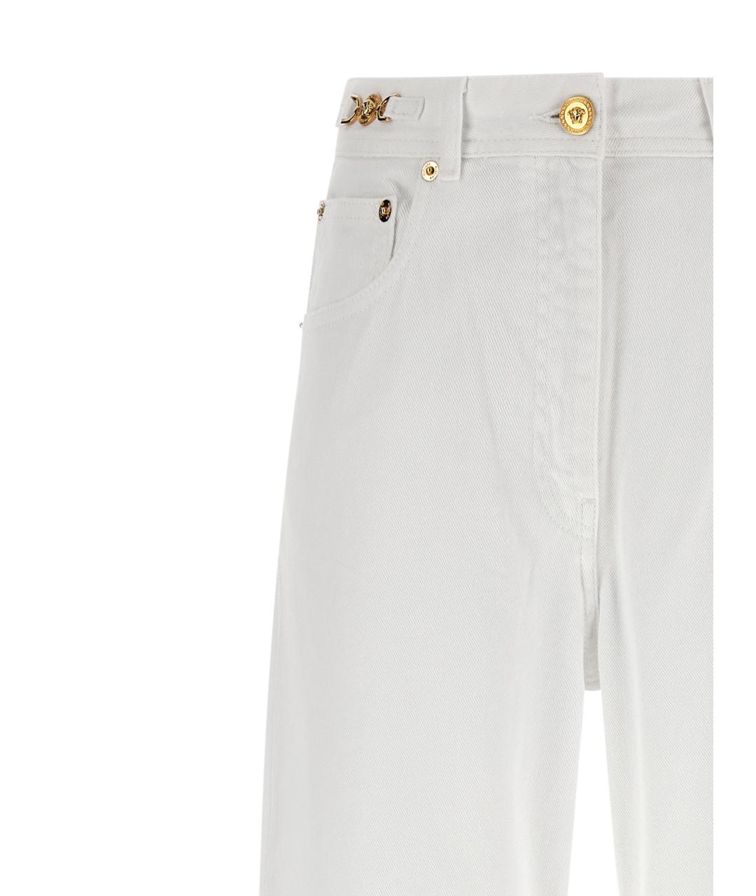 VERSACE Белые хлопковые прямые джинсы, фото 3
