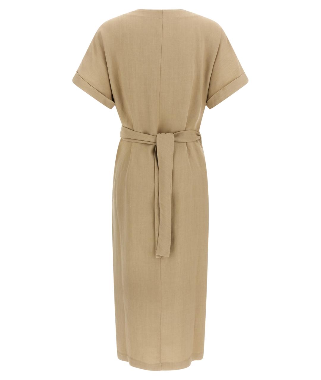 BRUNELLO CUCINELLI Бежевое вискозное платье, фото 2