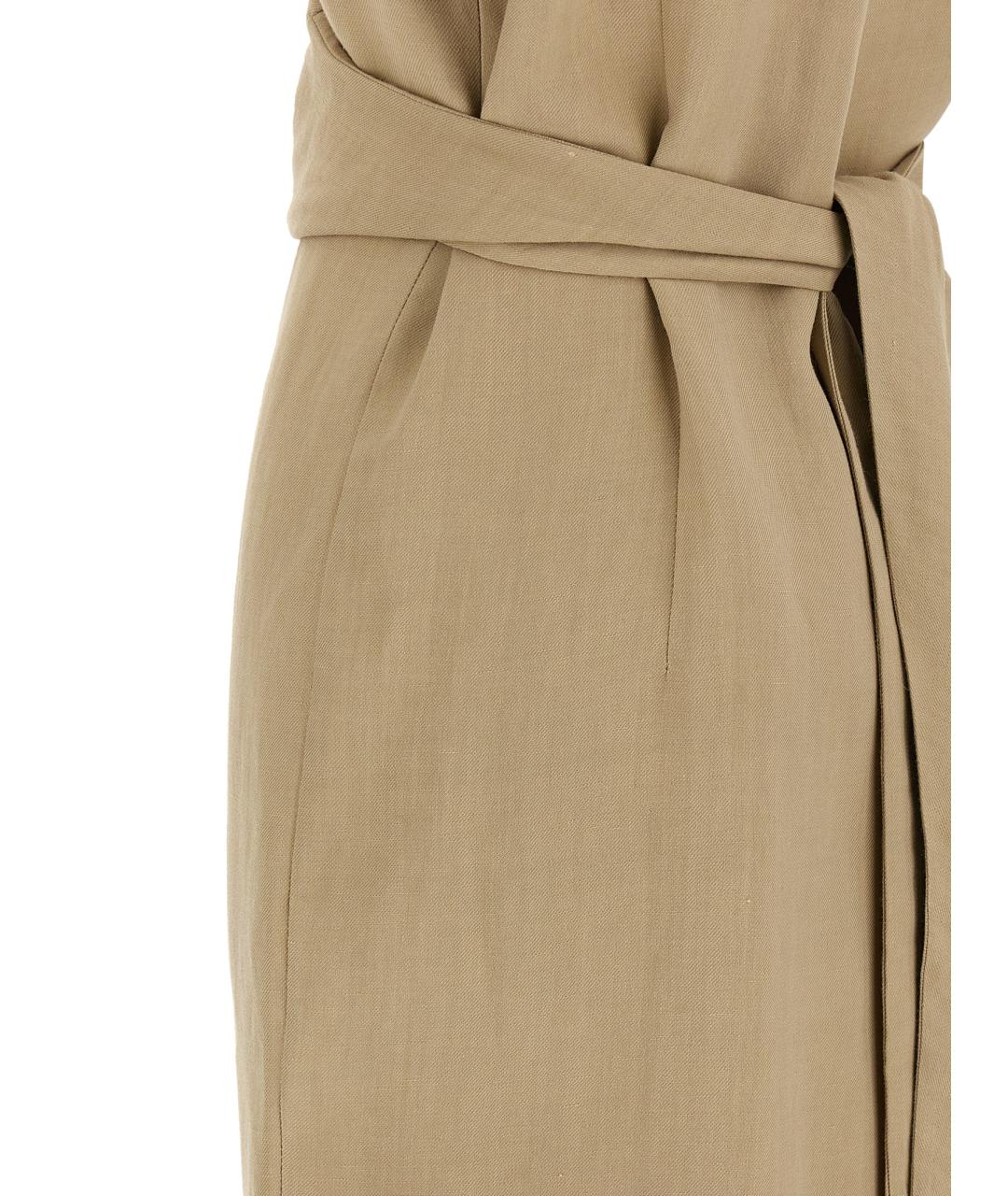 BRUNELLO CUCINELLI Бежевое вискозное платье, фото 4