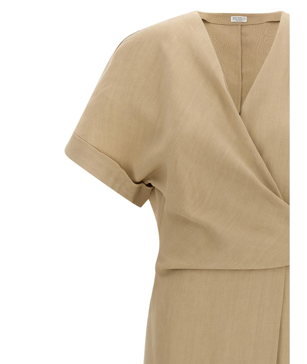 BRUNELLO CUCINELLI Бежевое вискозное платье, фото 3
