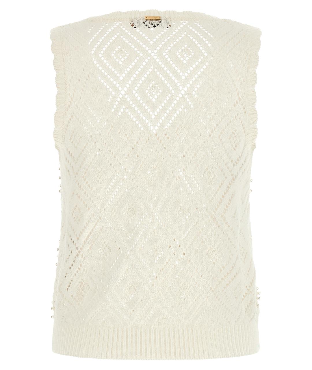 TWIN-SET Белая хлопковая майка, фото 2