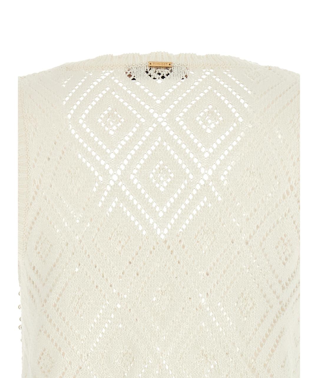 TWIN-SET Белая хлопковая майка, фото 4