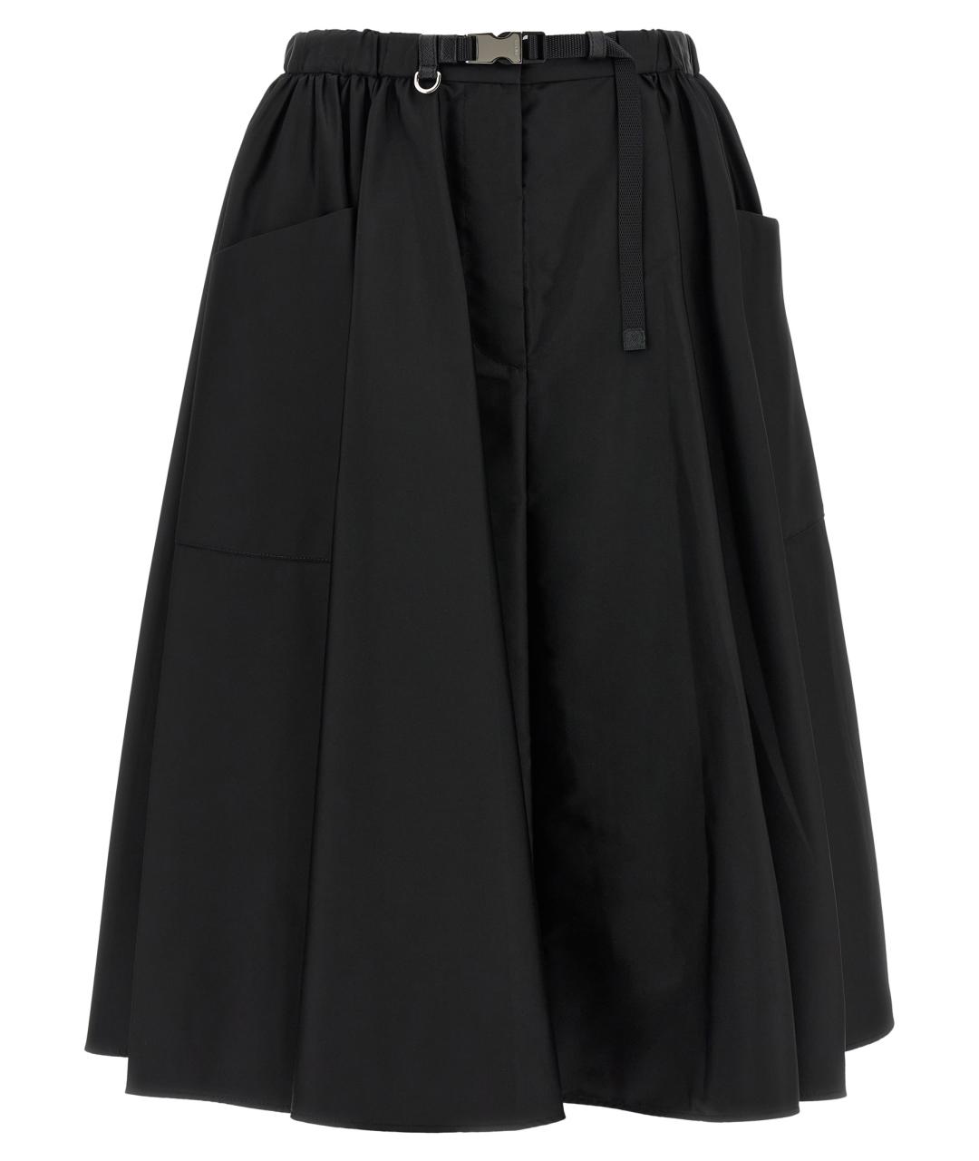 PRADA Черная полиамидовая юбка миди, фото 1