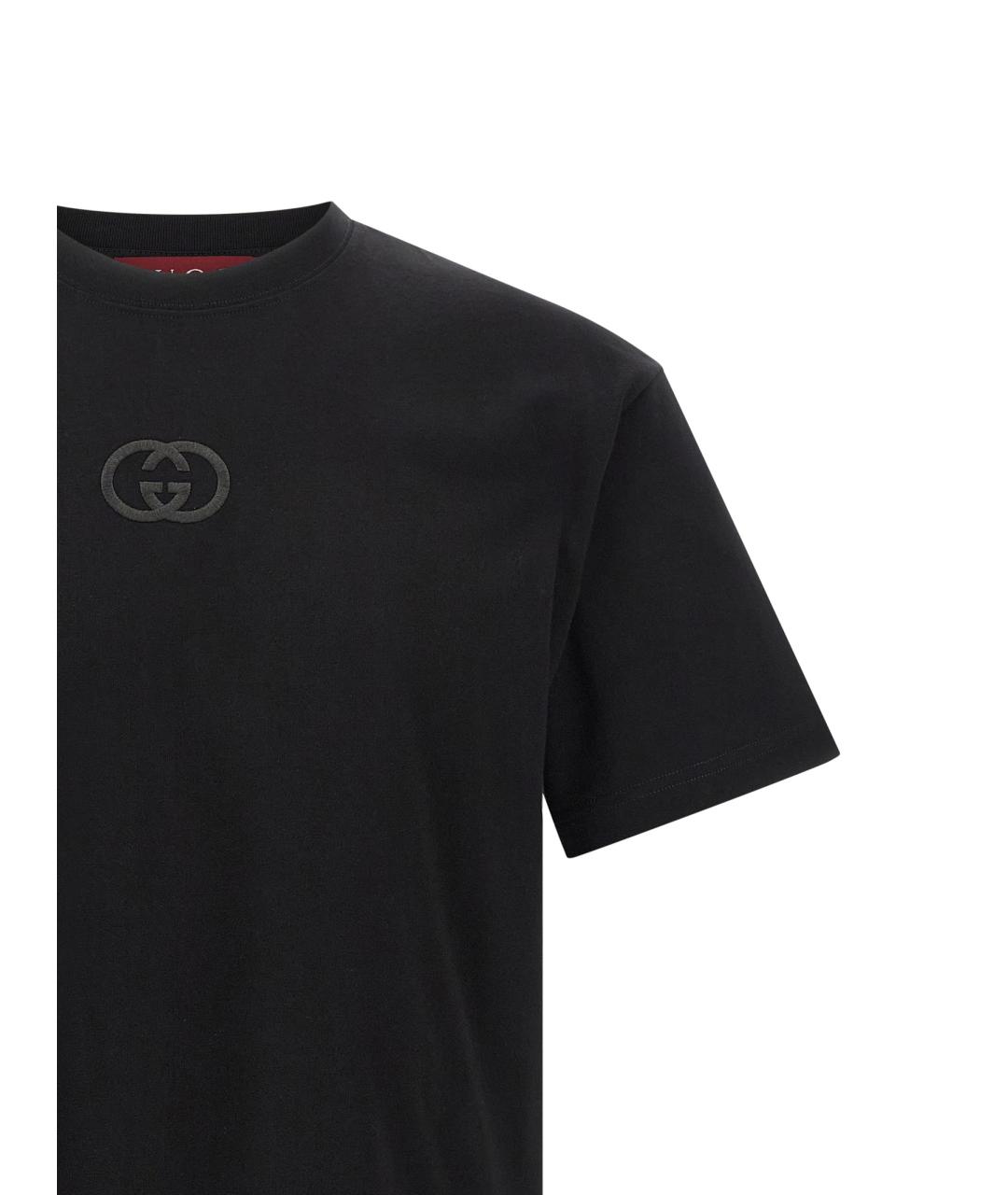 GUCCI Черная хлопковая футболка, фото 3