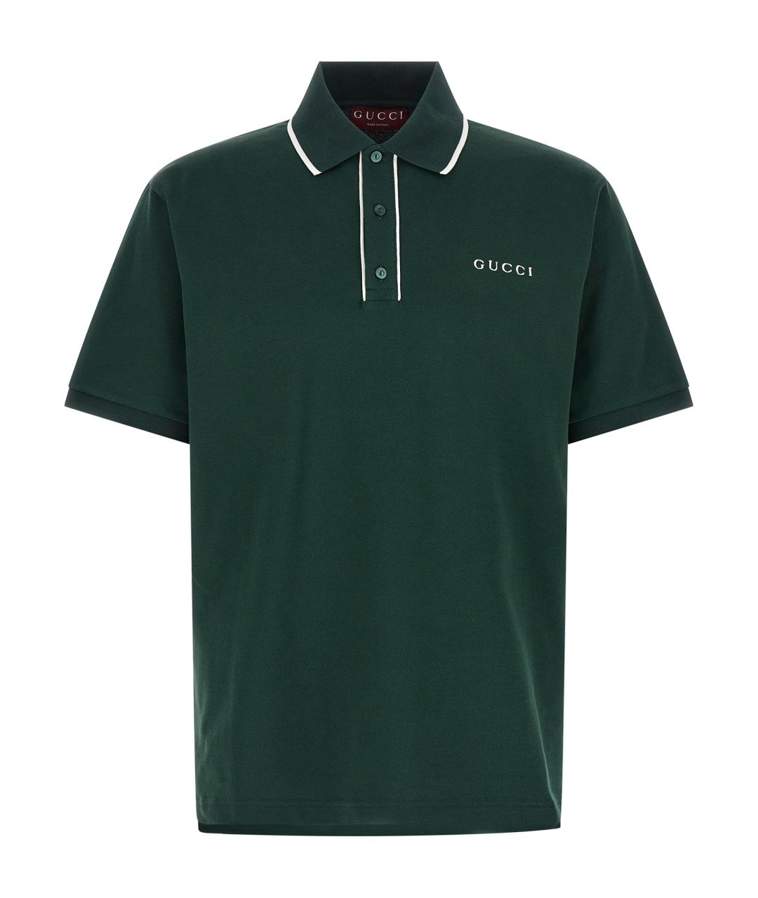 GUCCI Зеленые хлопковое поло с коротким рукавом, фото 1