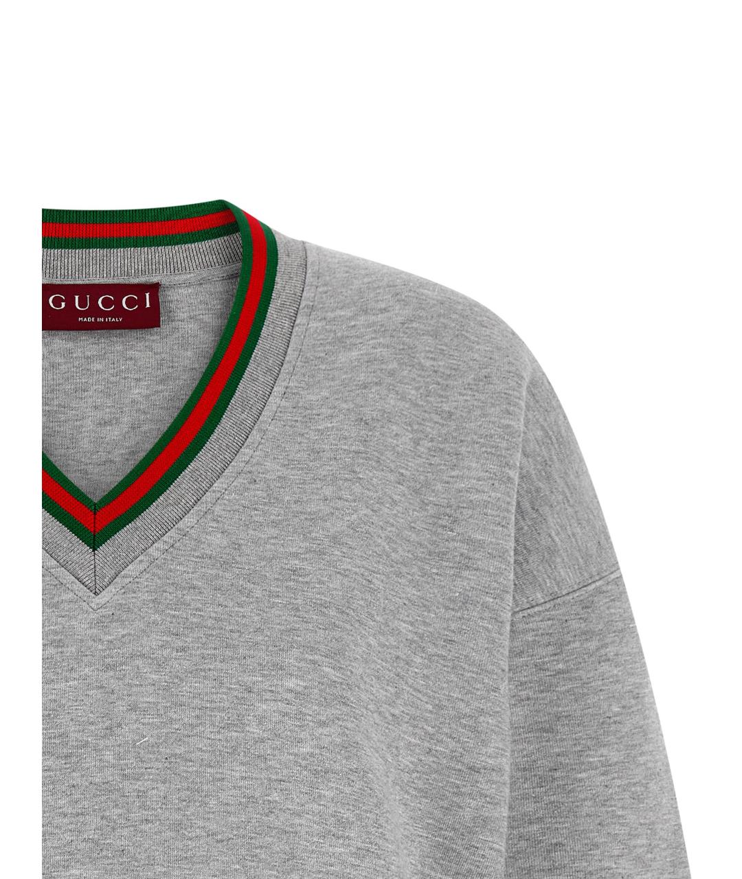 GUCCI Серый хлопковый джемпер / свитер, фото 3