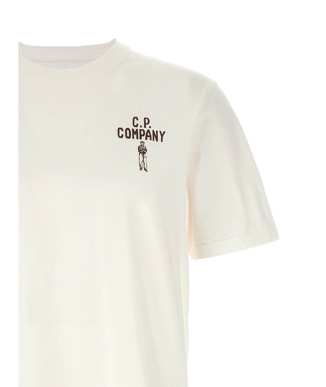 CP COMPANY Белая хлопковая футболка, фото 3