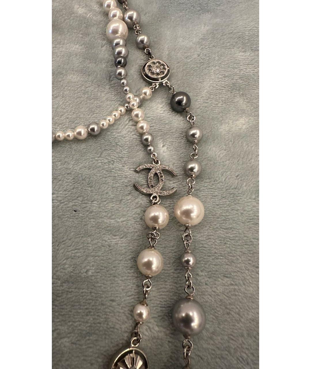 CHANEL Серое жемчужное колье, фото 7