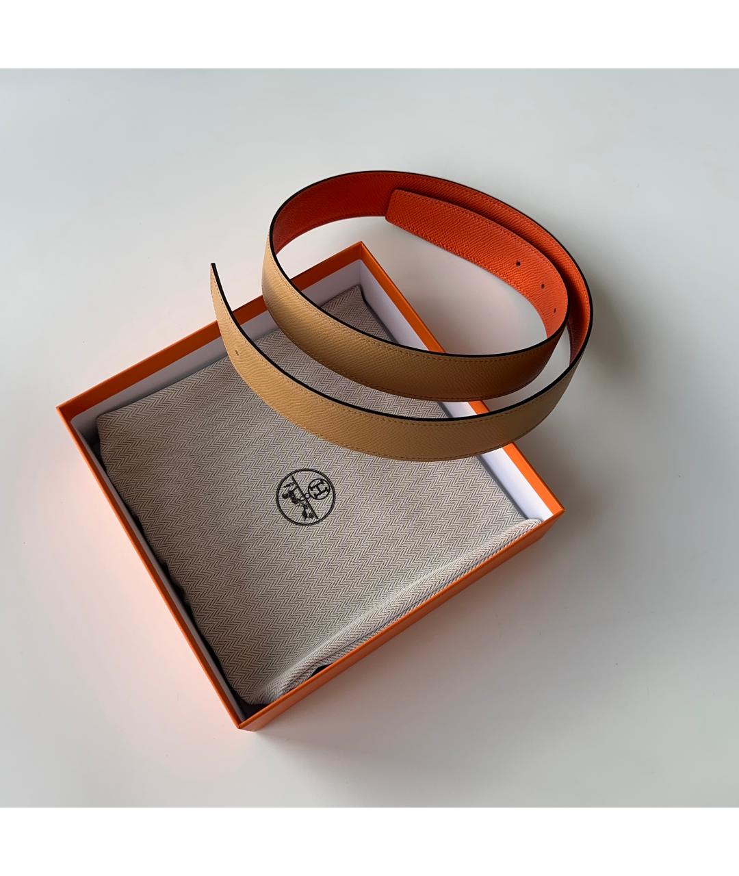 HERMES Оранжевый кожаный ремень, фото 5