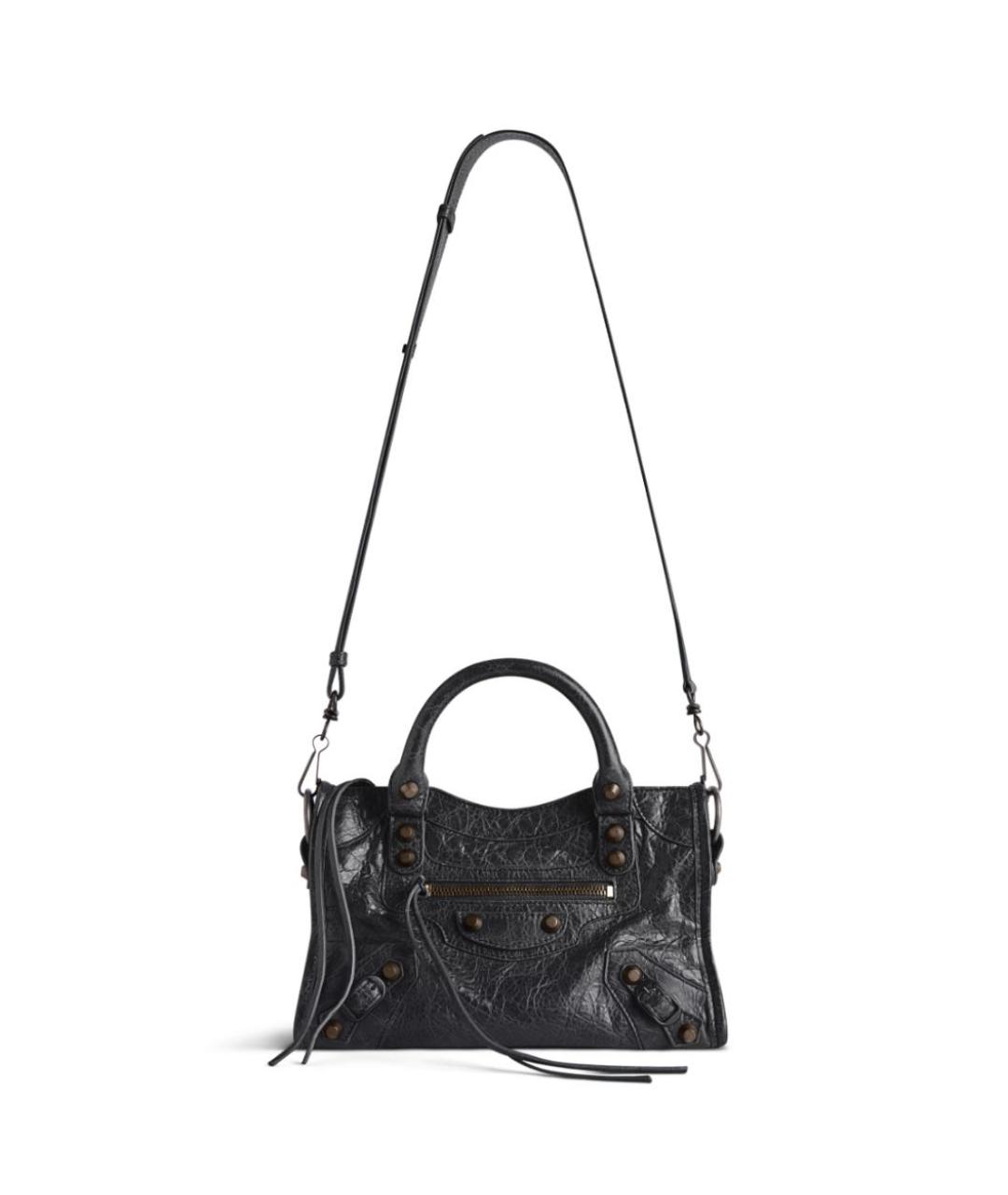BALENCIAGA Черная кожаная сумка через плечо, фото 2