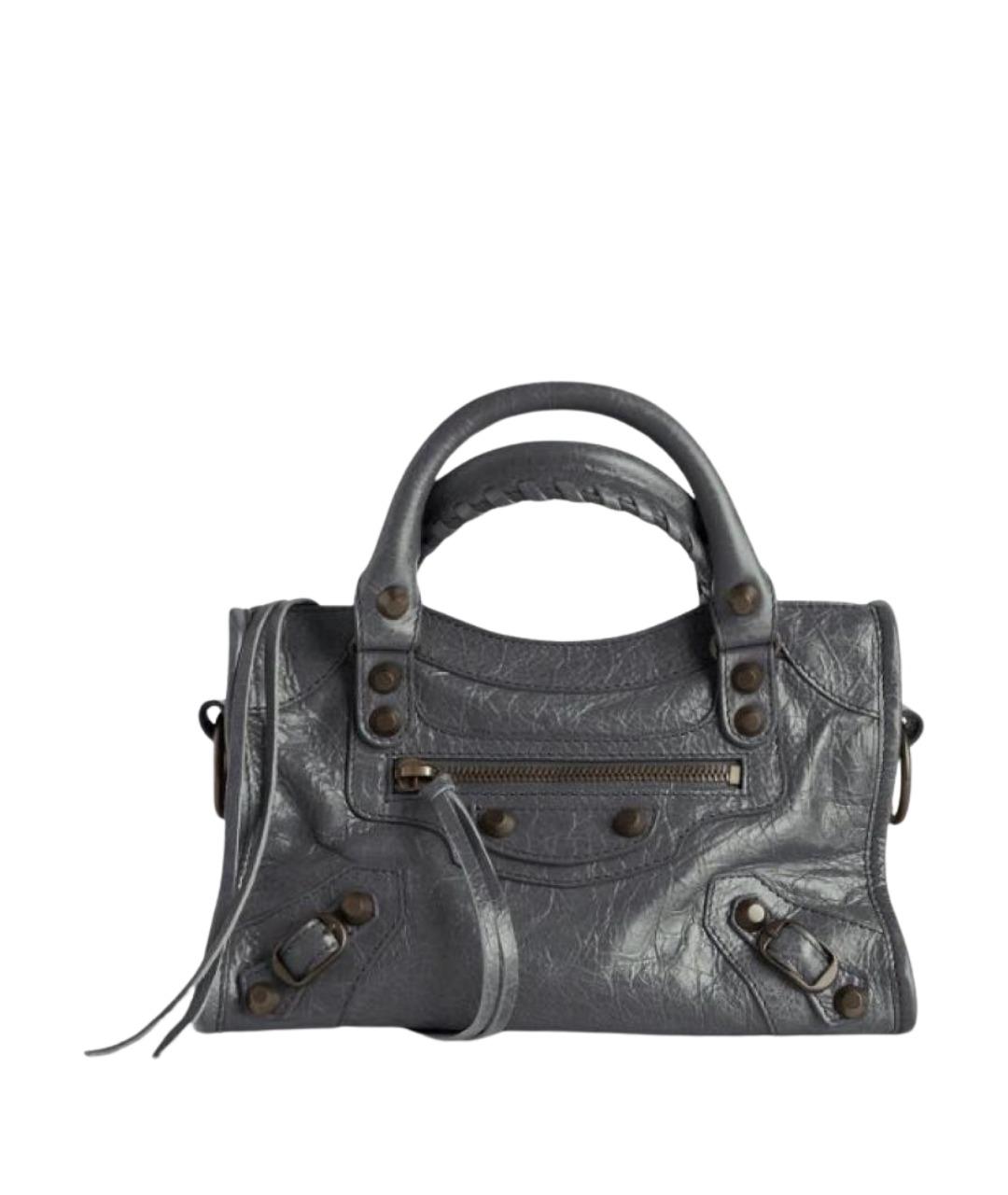 BALENCIAGA Антрацитовая кожаная сумка с короткими ручками, фото 1
