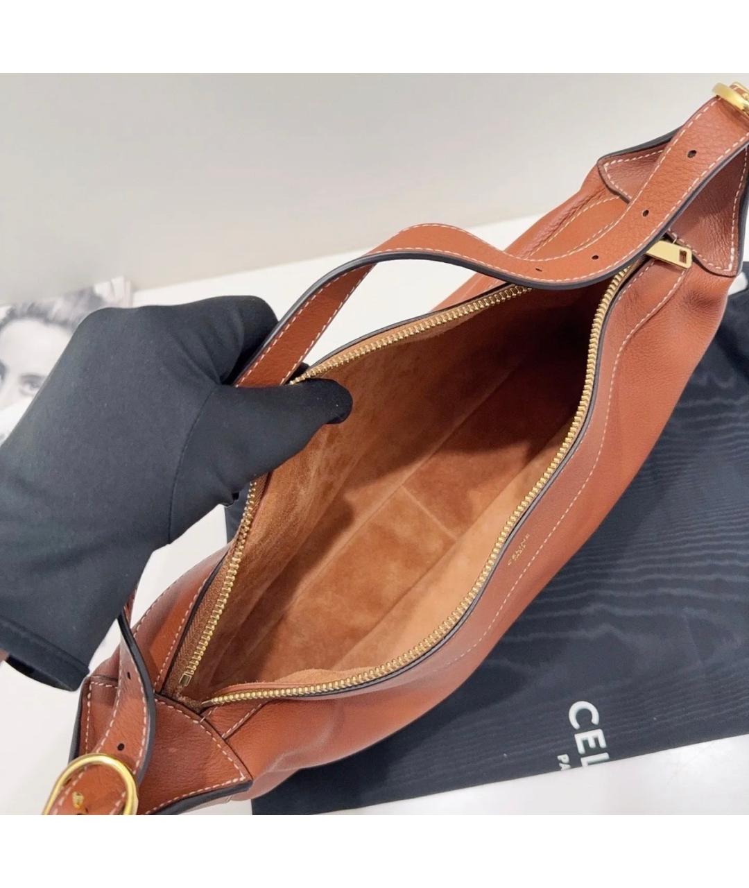 CELINE Коричневая кожаная сумка через плечо, фото 6
