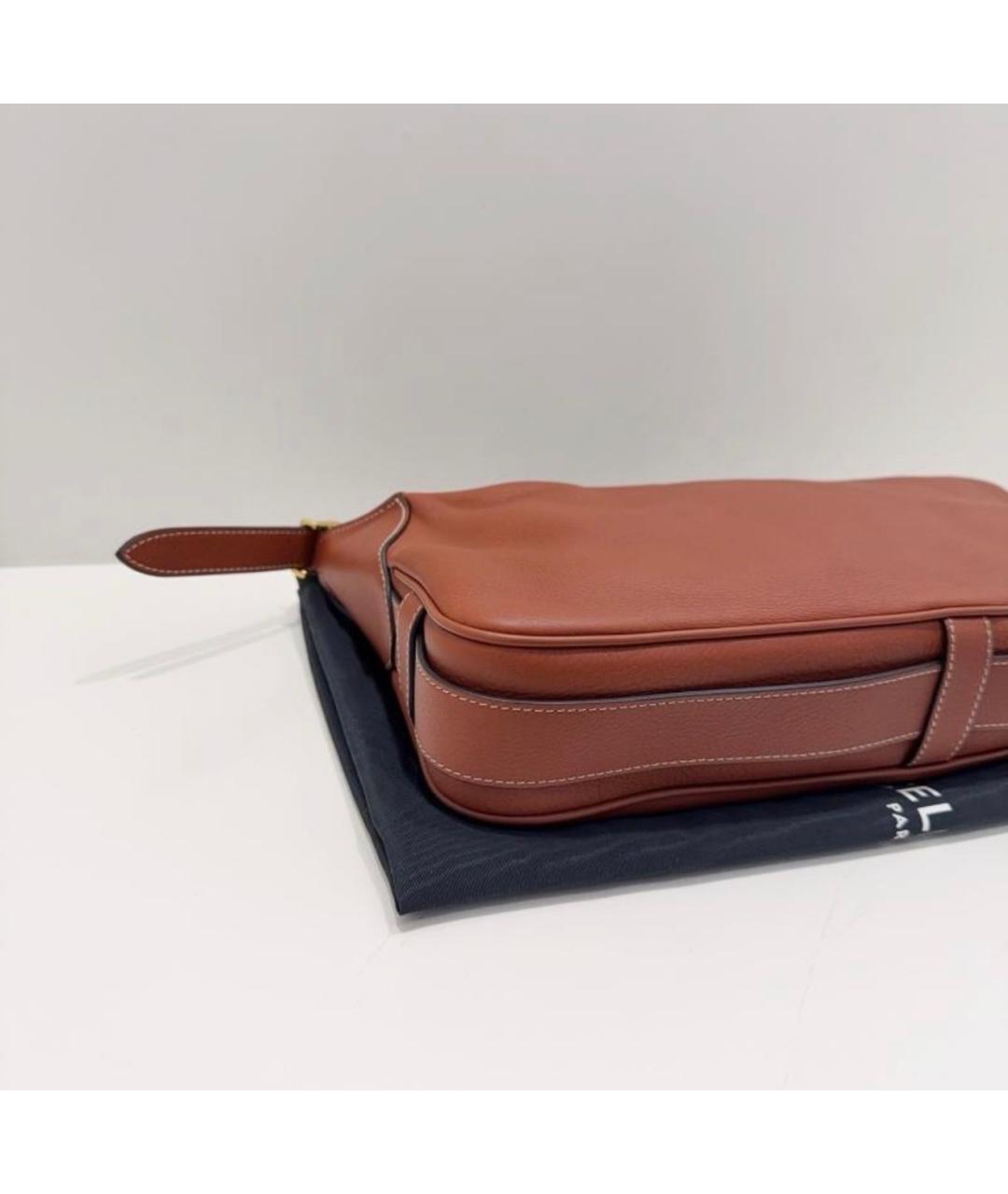 CELINE Коричневая кожаная сумка через плечо, фото 4