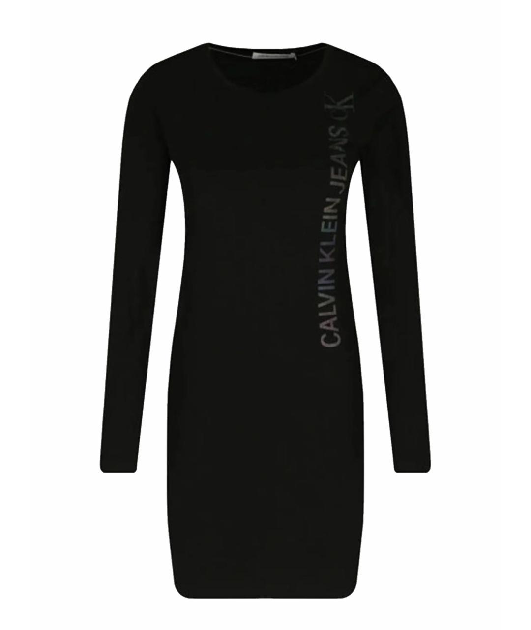 CALVIN KLEIN Черное хлопковое повседневное платье, фото 1
