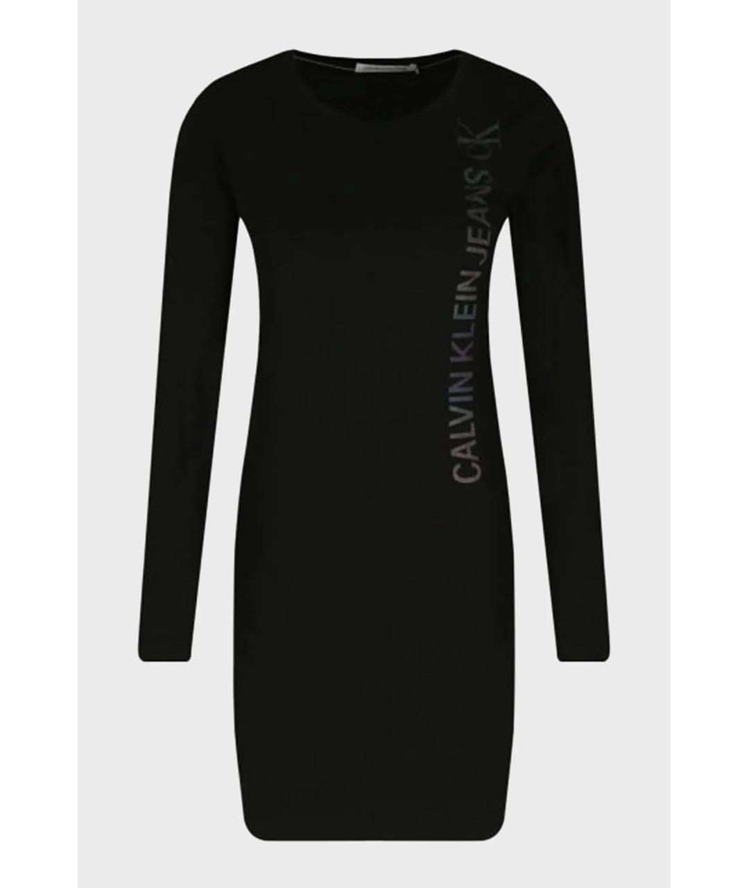 CALVIN KLEIN Черное хлопковое повседневное платье, фото 6