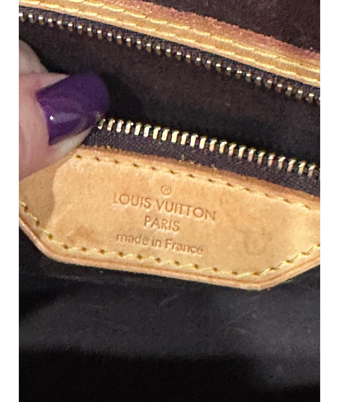 LOUIS VUITTON Бордовая сумка тоут из лакированной кожи, фото 4