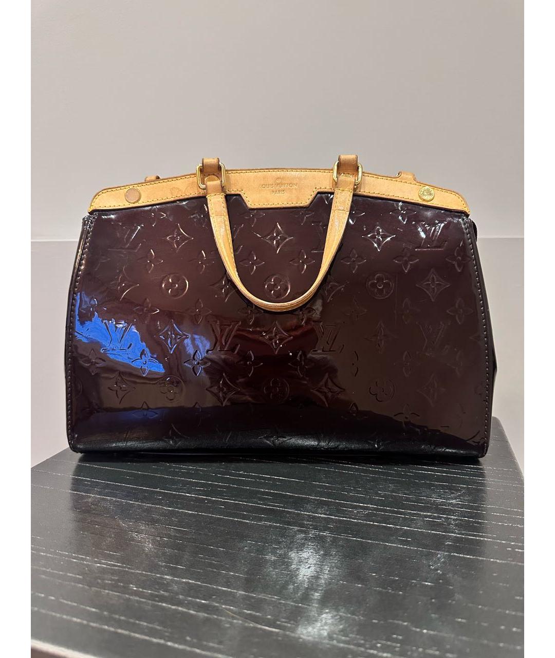 LOUIS VUITTON Бордовая сумка тоут из лакированной кожи, фото 7