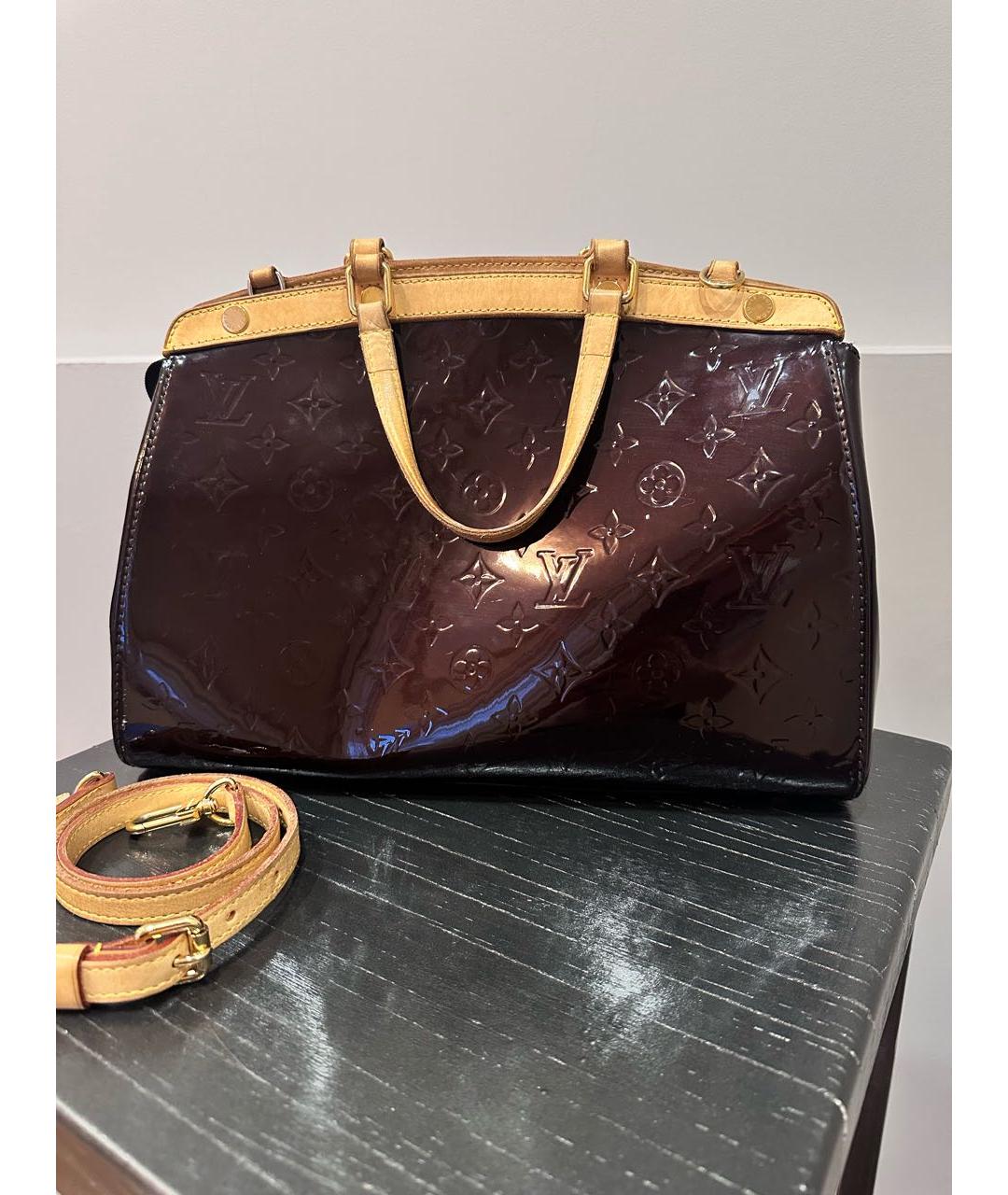 LOUIS VUITTON Бордовая сумка тоут из лакированной кожи, фото 3