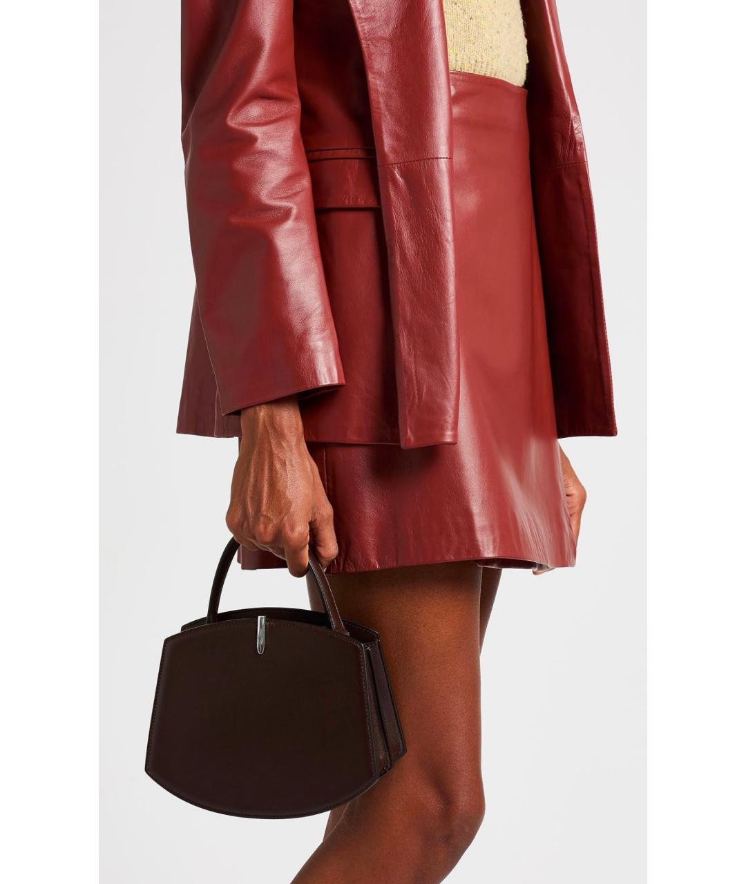 Savette Коричневая кожаная сумка с короткими ручками, фото 9