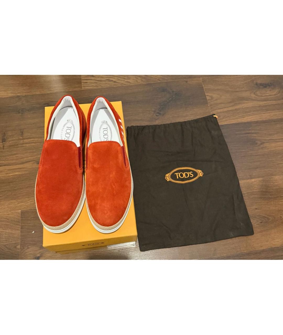 TOD'S Красные замшевые низкие кроссовки / кеды, фото 8