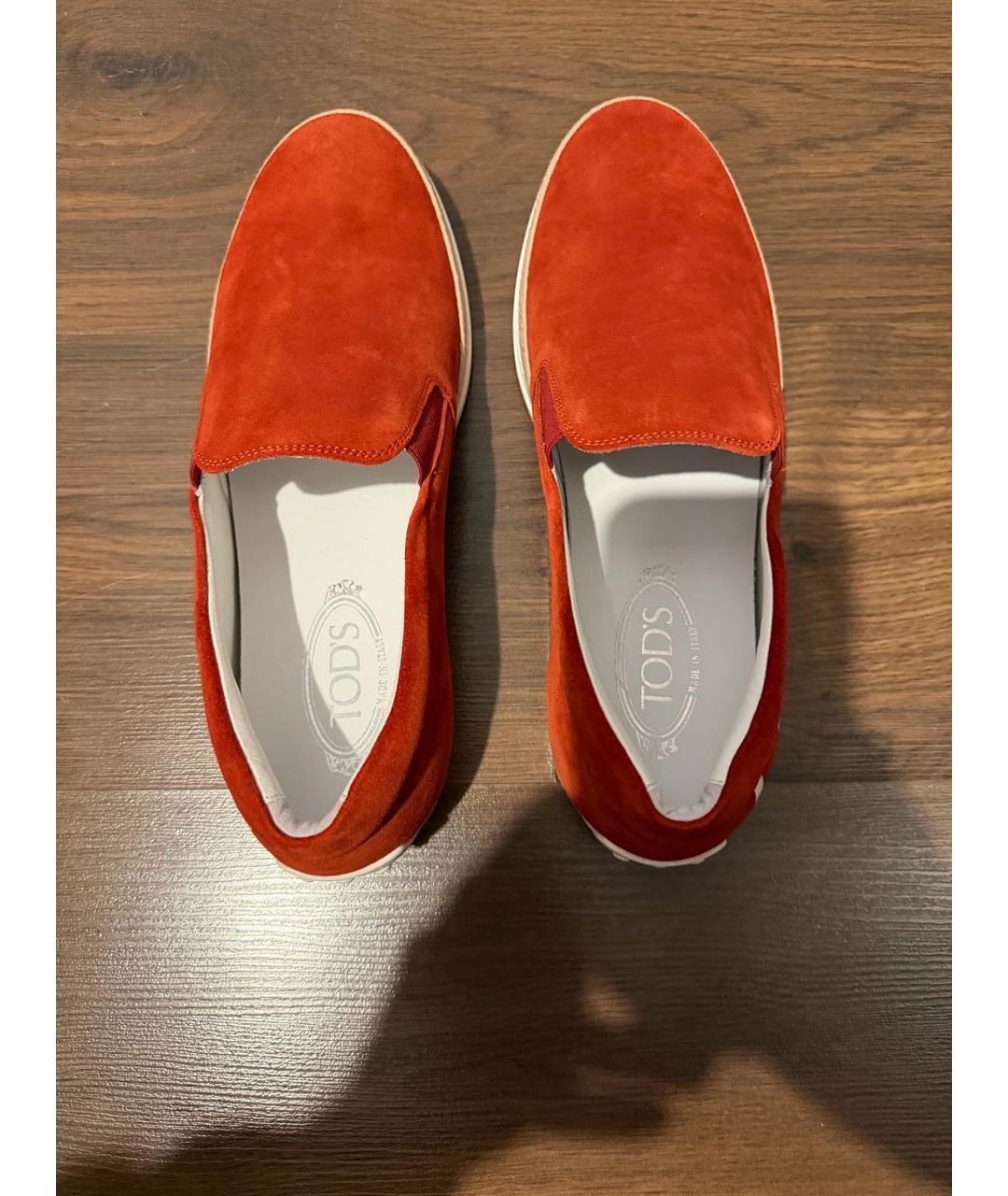 TOD'S Красные замшевые низкие кроссовки / кеды, фото 3