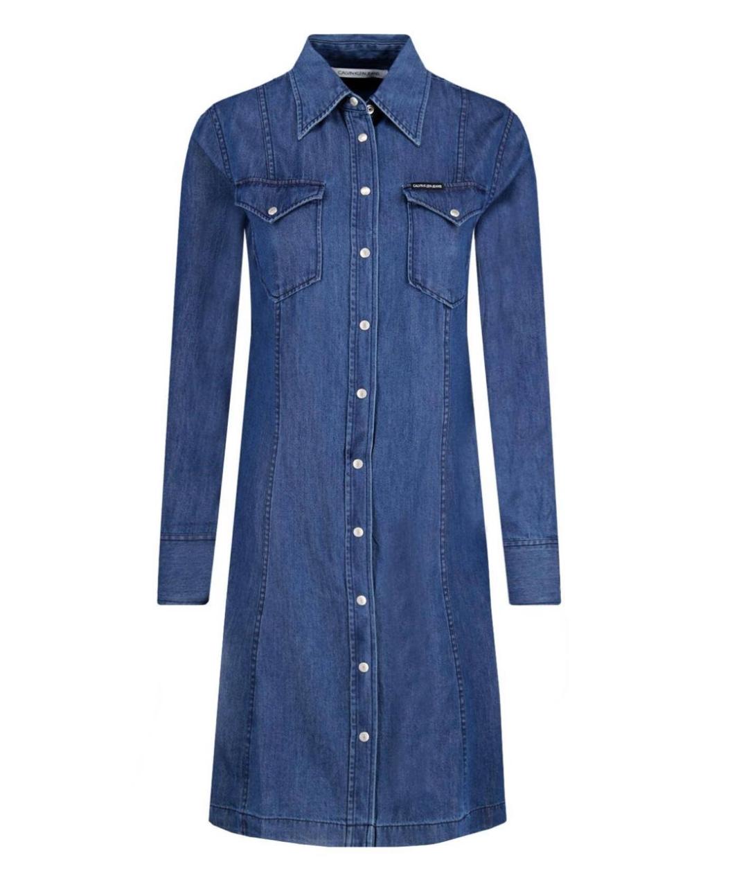 CALVIN KLEIN Синее деним повседневное платье, фото 5
