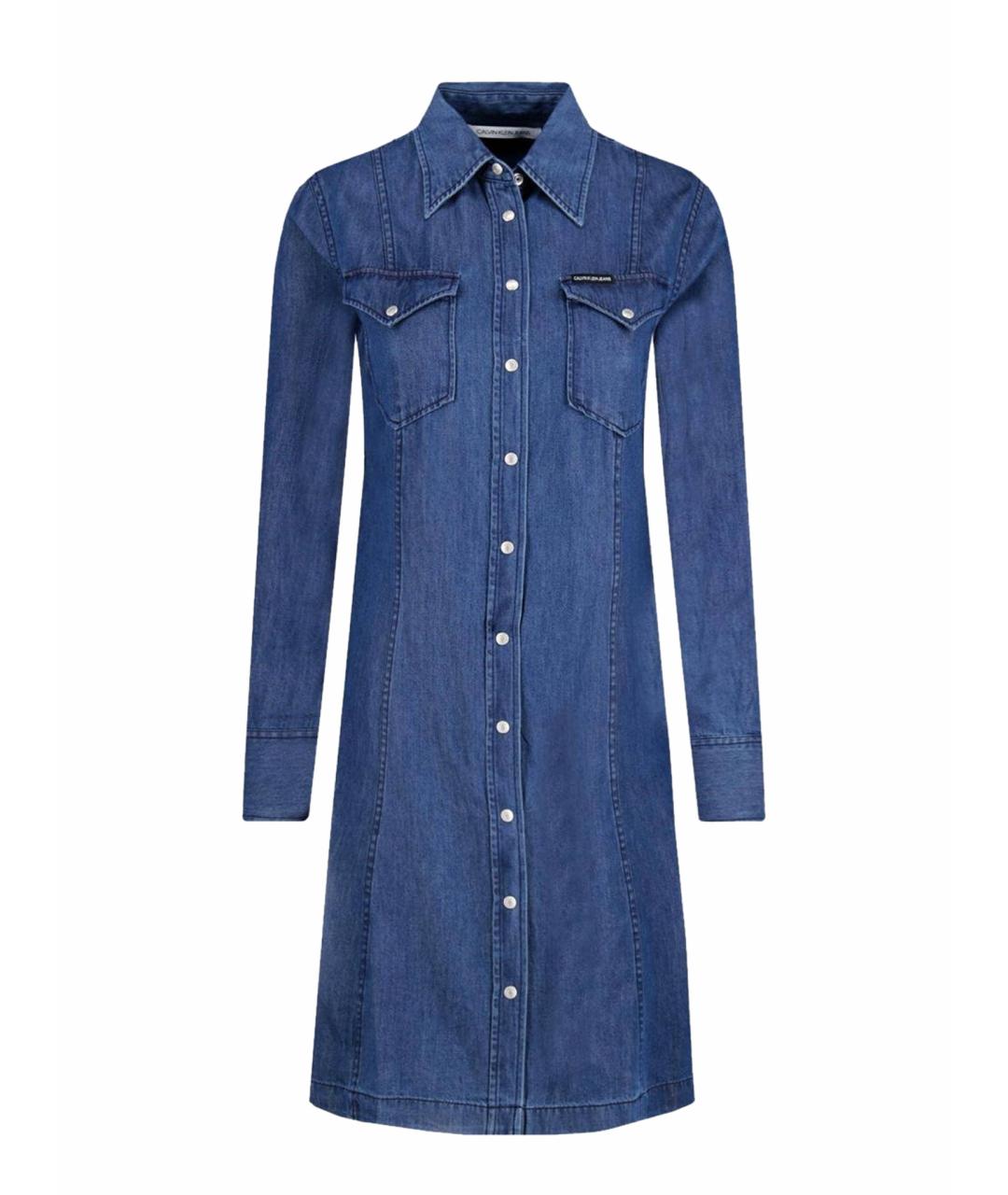 CALVIN KLEIN Синее деним повседневное платье, фото 1