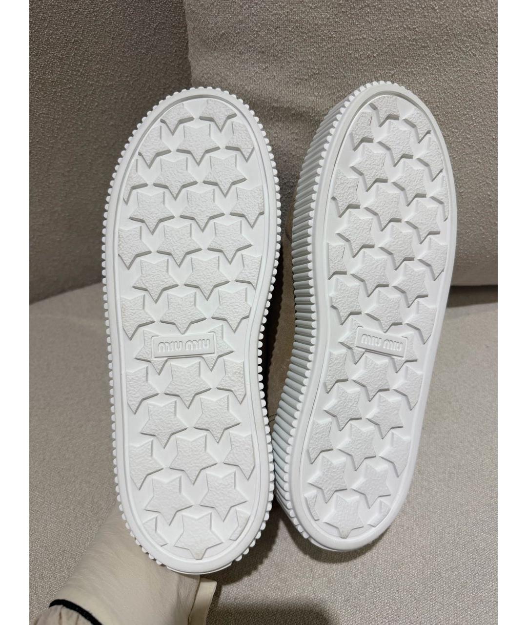 MIU MIU Бежевые замшевые кеды, фото 2