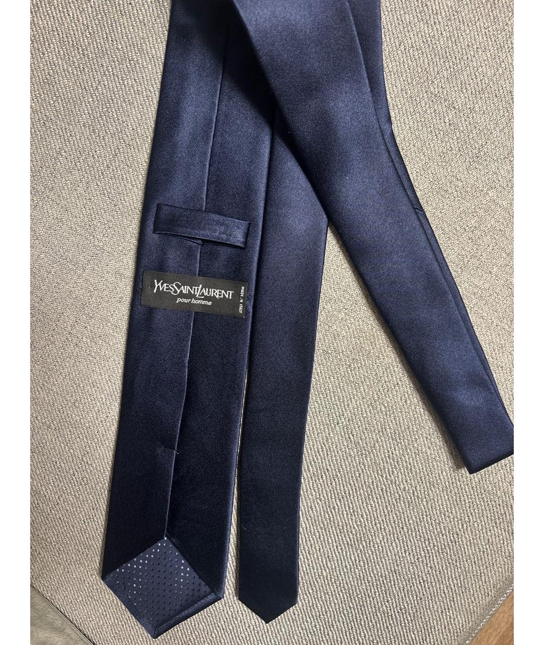 SAINT LAURENT Темно-синий шелковый галстук, фото 3