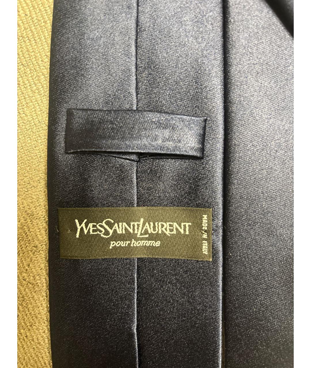 SAINT LAURENT Темно-синий шелковый галстук, фото 6