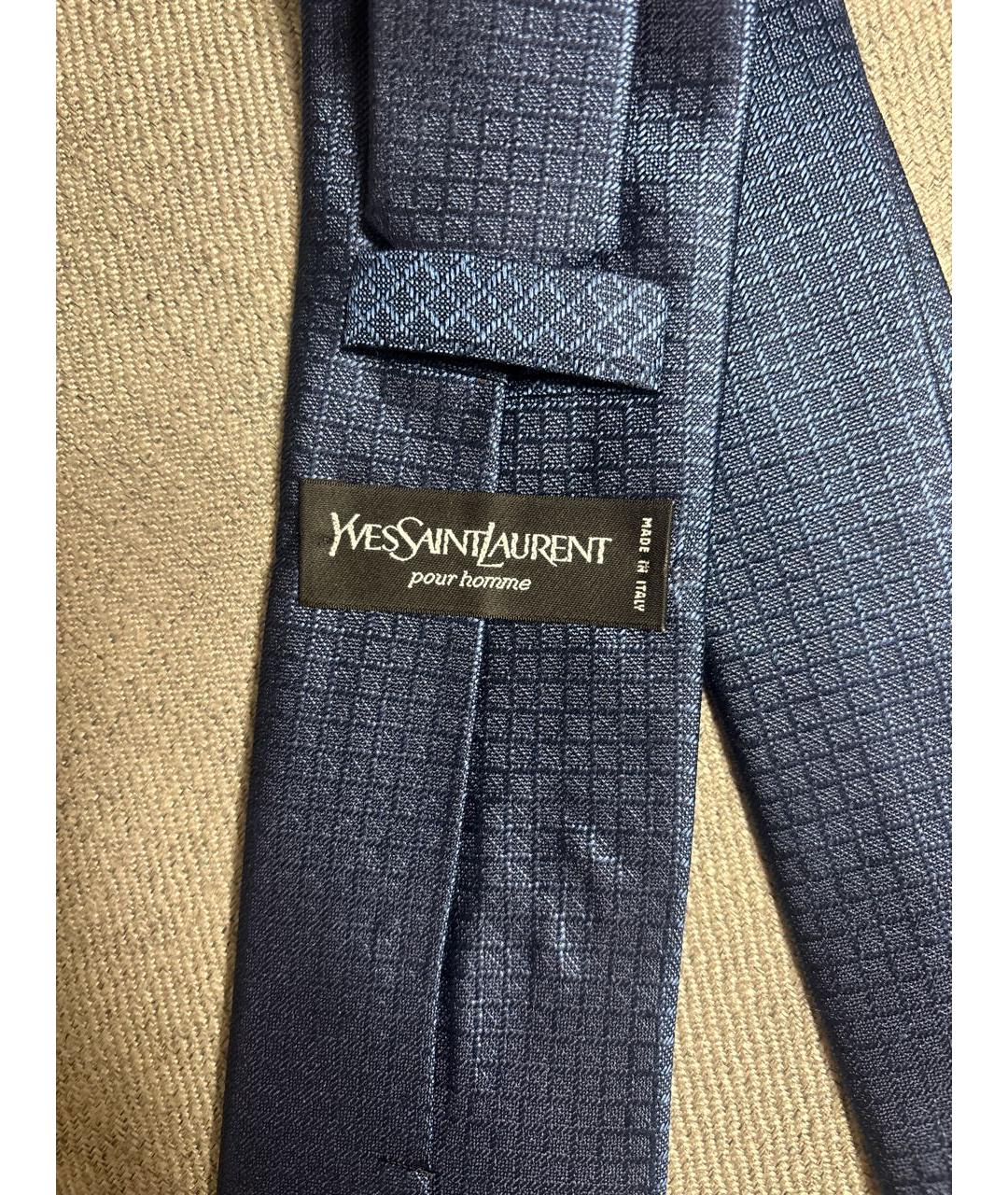 SAINT LAURENT Синий шелковый галстук, фото 3