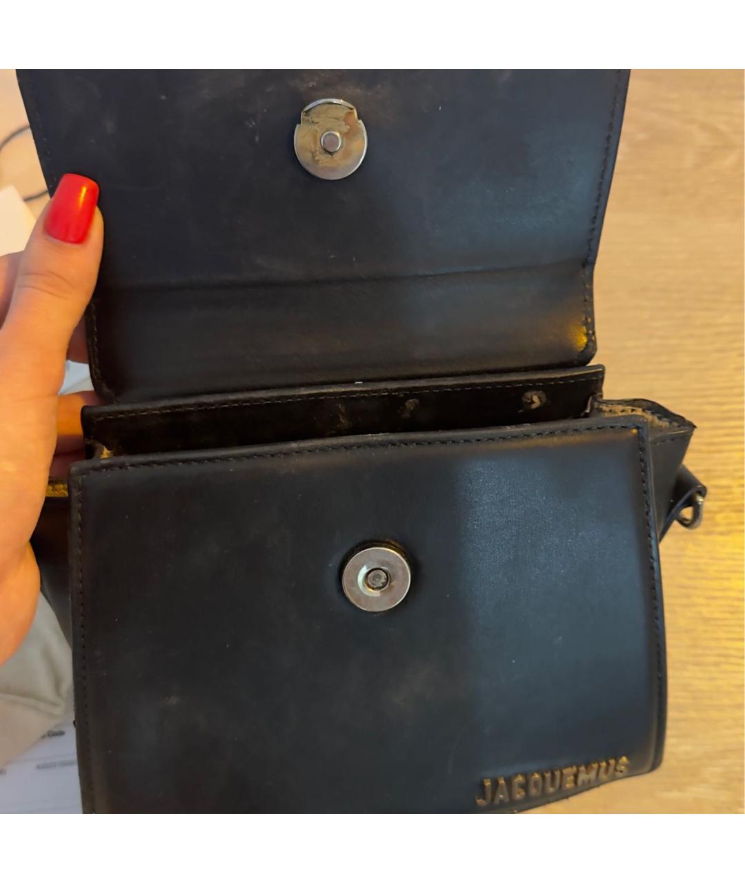 JACQUEMUS Черная кожаная сумка с короткими ручками, фото 7