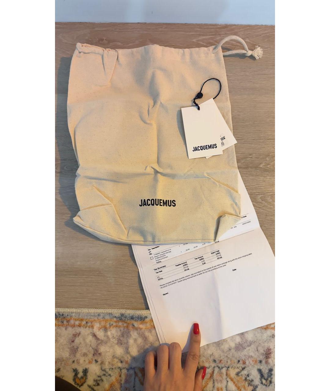 JACQUEMUS Черная кожаная сумка с короткими ручками, фото 8