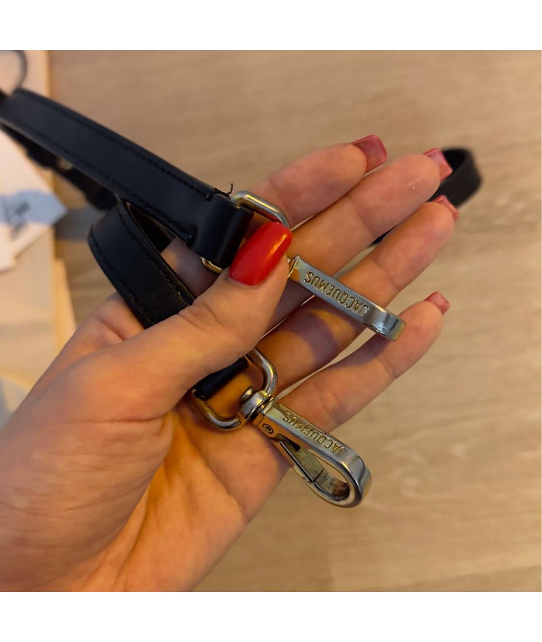 JACQUEMUS Черная кожаная сумка с короткими ручками, фото 6