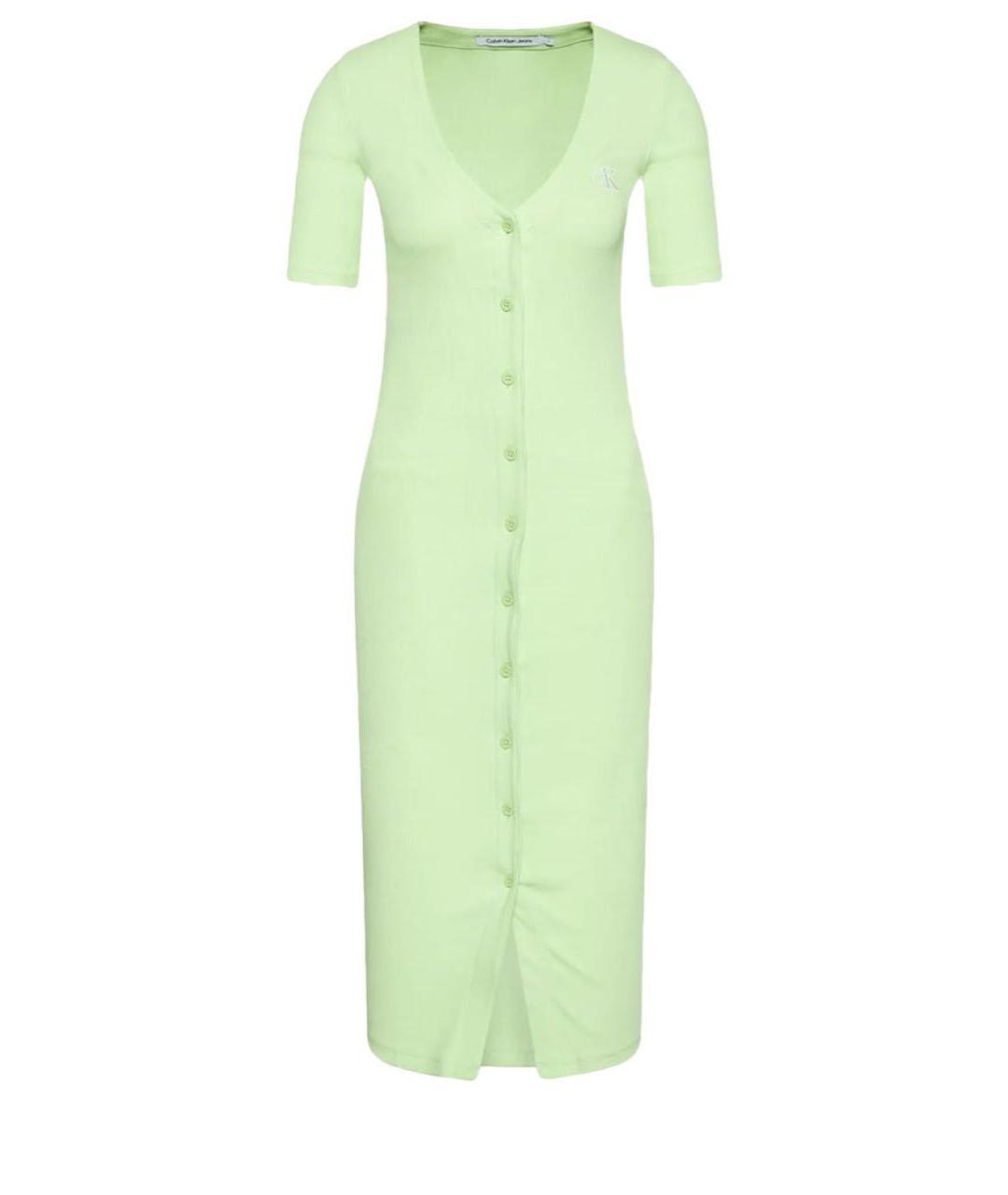 CALVIN KLEIN Салатовыое хлопковое повседневное платье, фото 6