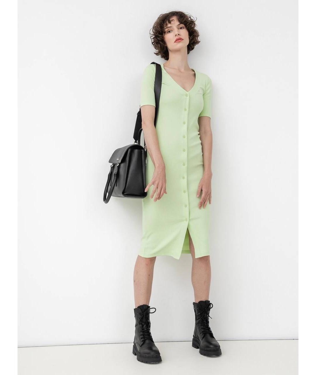 CALVIN KLEIN Салатовыое хлопковое повседневное платье, фото 5