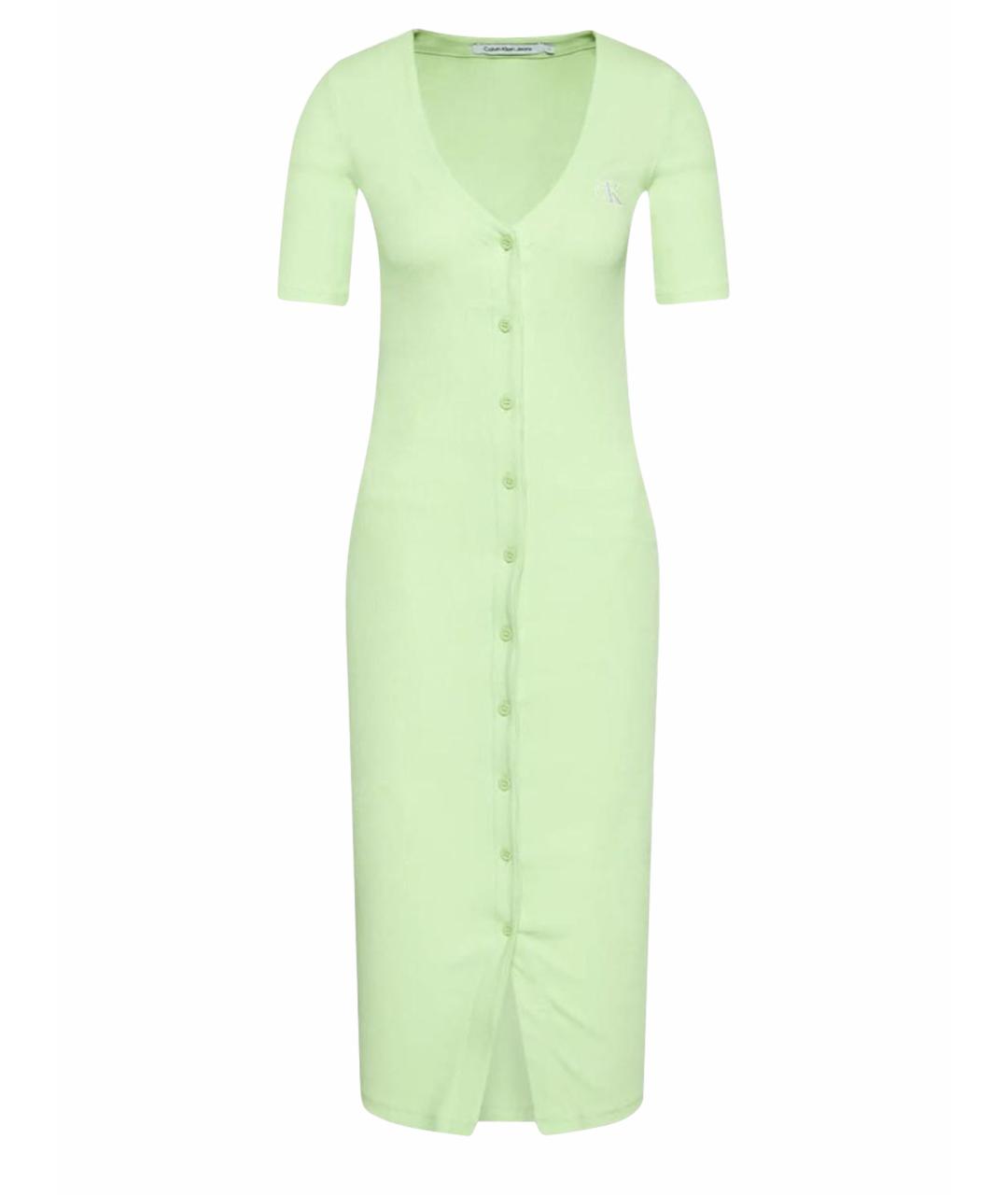 CALVIN KLEIN Салатовыое хлопковое повседневное платье, фото 1