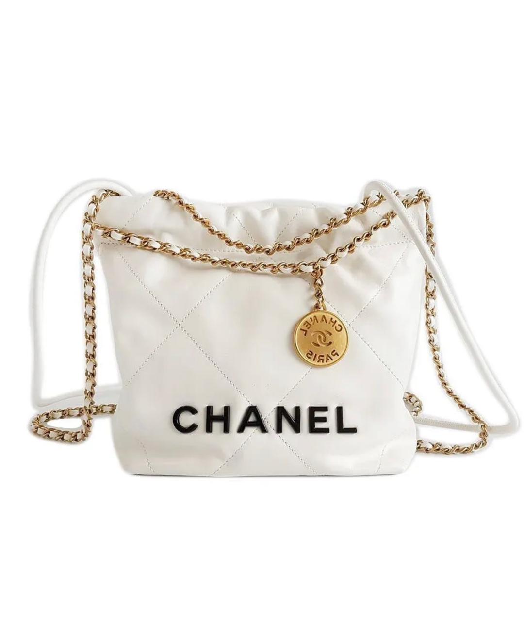 CHANEL Белая кожаная сумка через плечо, фото 9