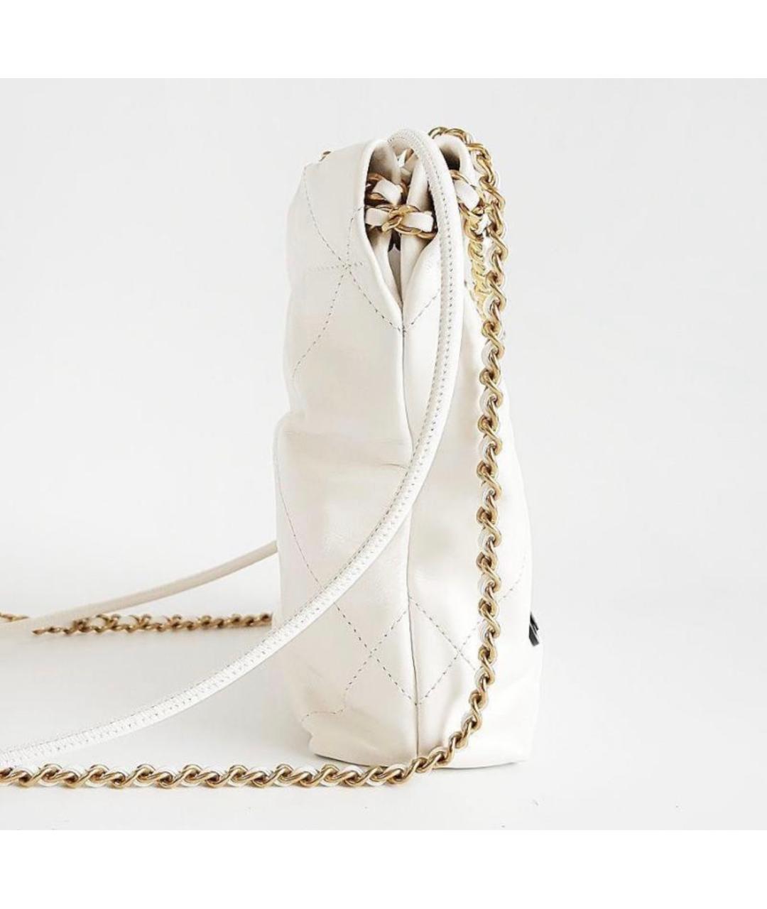 CHANEL Белая кожаная сумка через плечо, фото 6