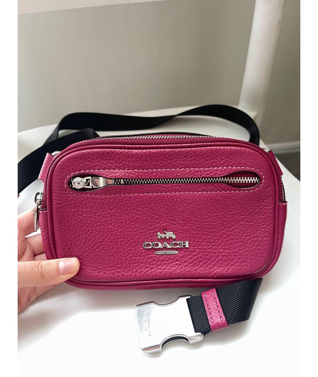 COACH Фуксия кожаная поясная сумка, фото 4
