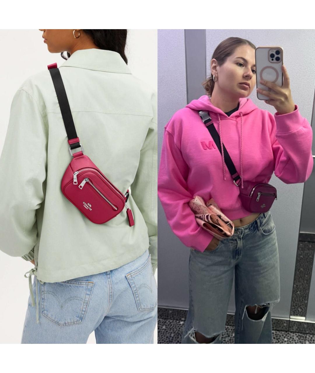 COACH Фуксия кожаная поясная сумка, фото 2