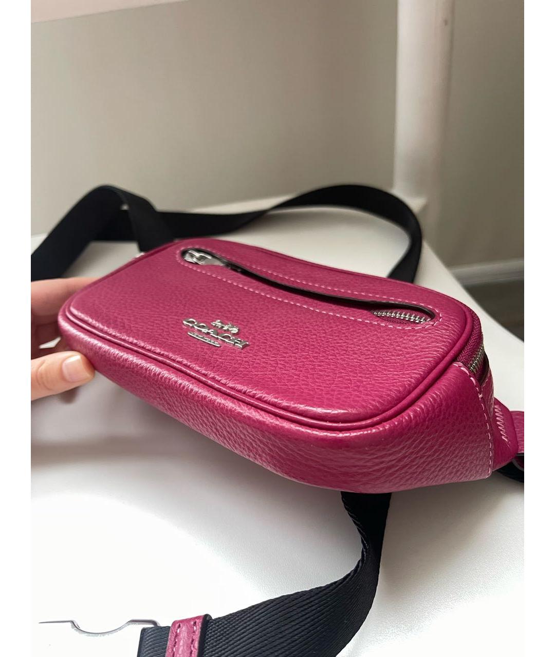 COACH Фуксия кожаная поясная сумка, фото 5