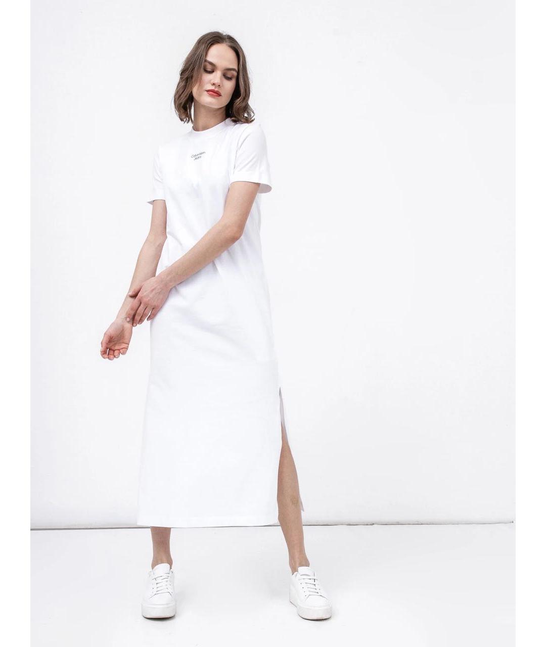 CALVIN KLEIN Белое хлопковое повседневное платье, фото 2